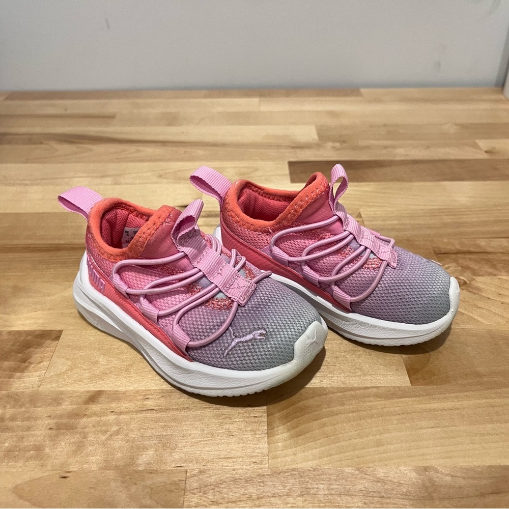 Puma Girls Kids Pink and Coral Sneakers